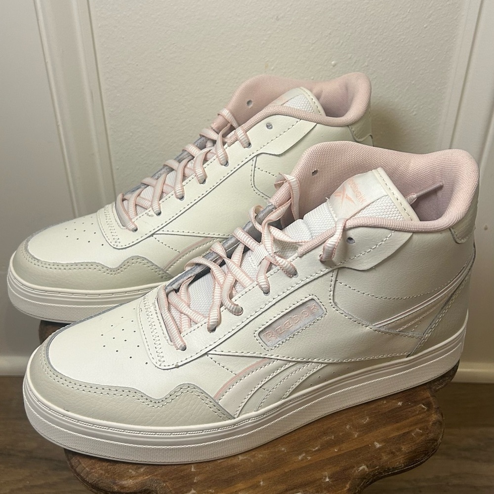 Reebok Cream and Pink High-Top Sneakers Minimalist Design - Picture 4 of 6